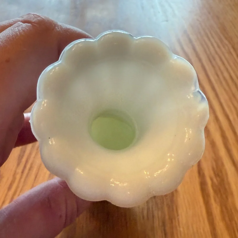 Vintage 1970s Anchor Hocking Milk Glass Flower Bud Vase